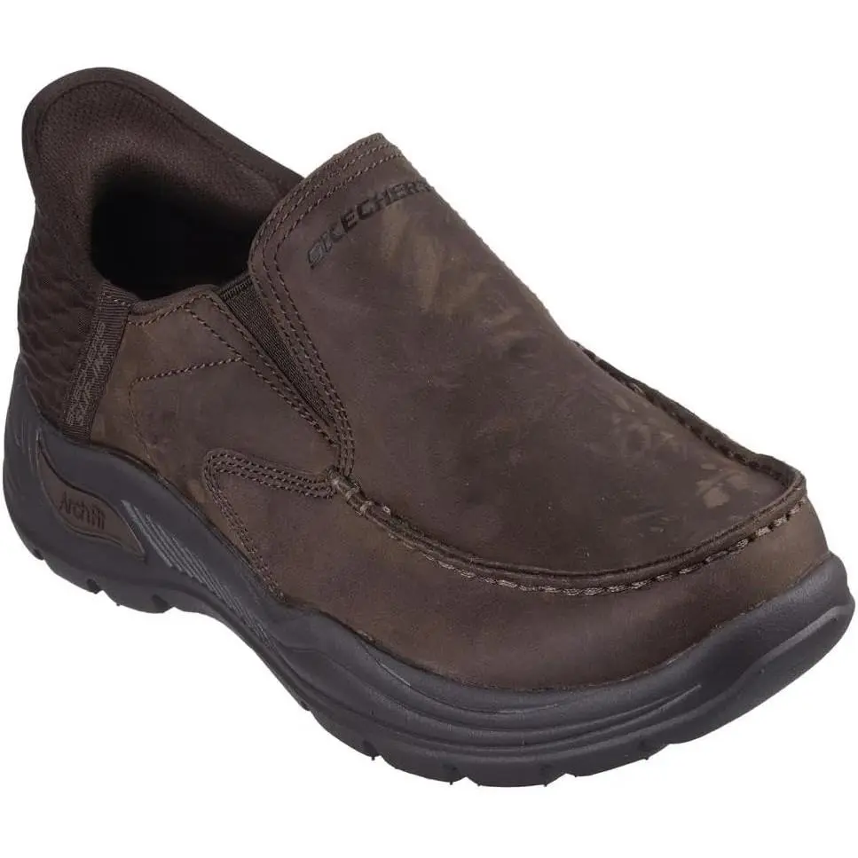 Skechers Men`s Arch Fit Motley Milo Leather Shoes X-wide or Medium Blk or Brwn