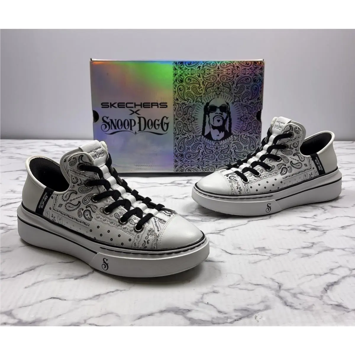 Skechers Size 7 Women’s Leather Snoop Dogg One Double G White Shoes Slip On