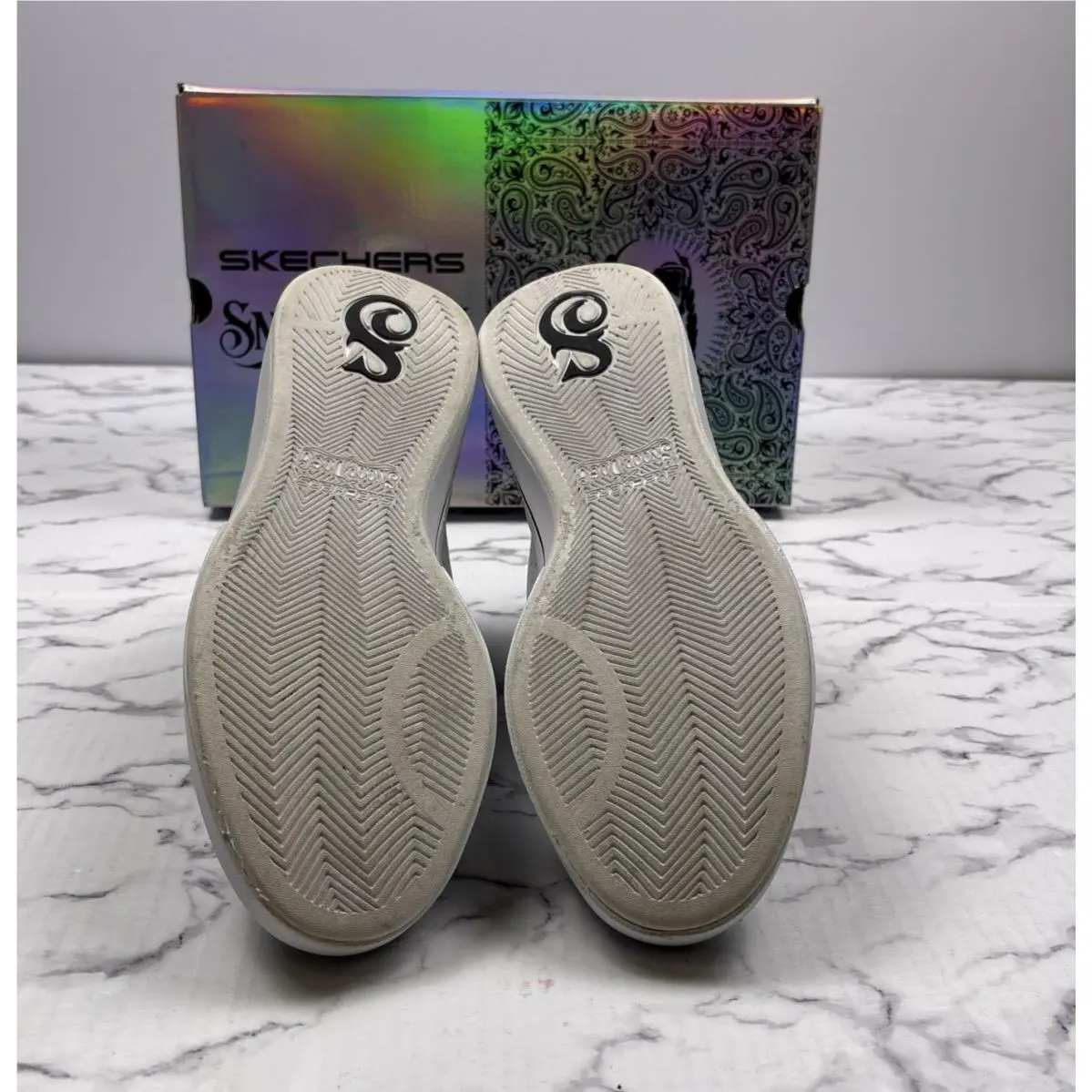 Skechers shoes - Skechers Premium Leather Slip-ins Snoop One - Double G - 186002-BLSH - White (UPC: 198376229283) 8