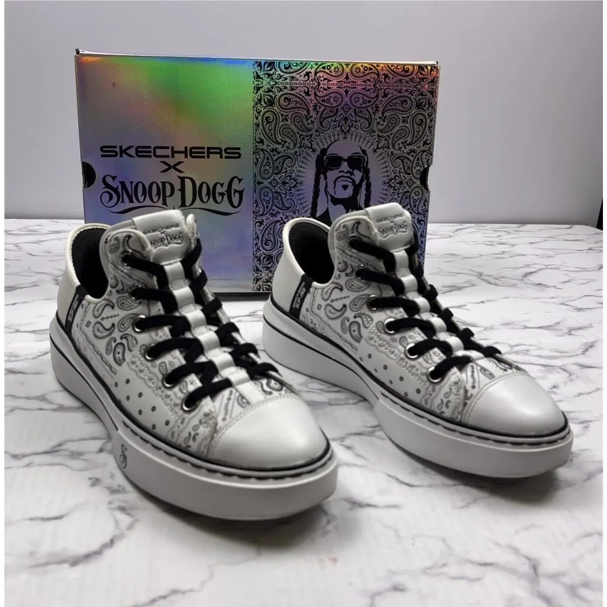 Skechers shoes - Skechers Premium Leather Slip-ins Snoop One - Double G - 186002-BLSH - White (UPC: 198376229283) 1