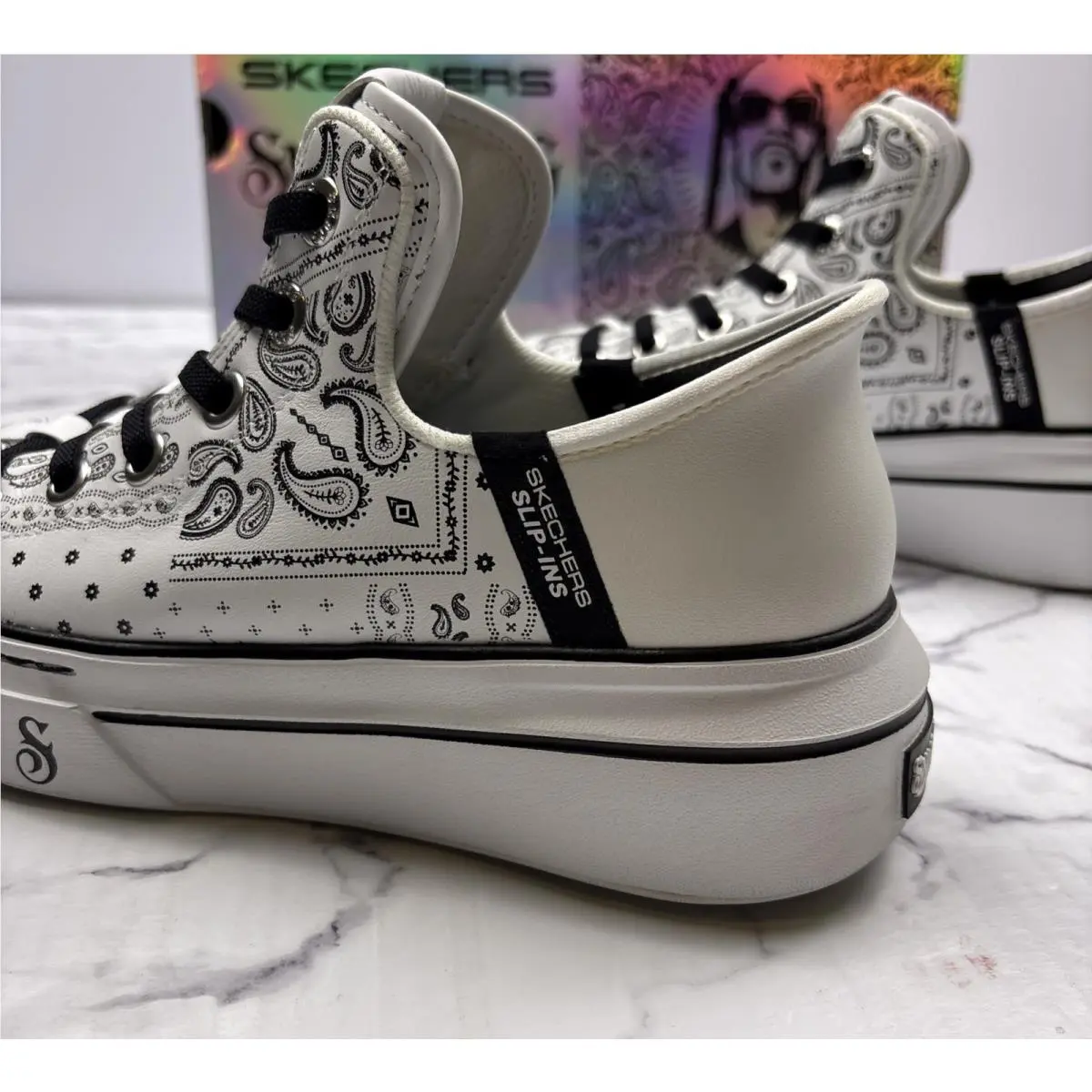 Skechers shoes - Skechers Premium Leather Slip-ins Snoop One - Double G - 186002-BLSH - White (UPC: 198376229283) 4