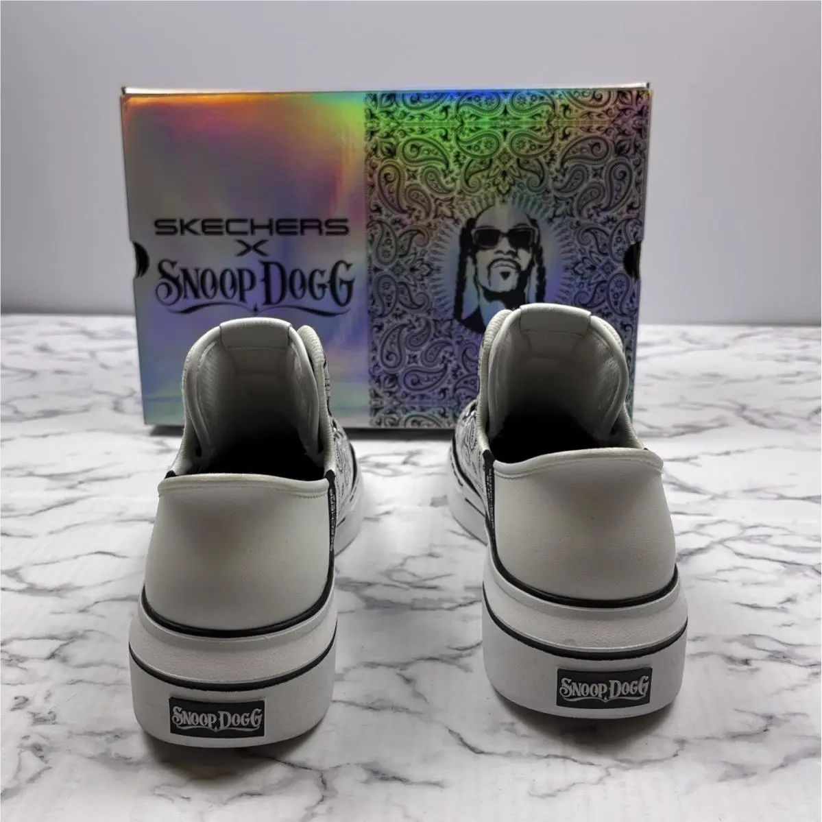 Skechers shoes - Skechers Premium Leather Slip-ins Snoop One - Double G - 186002-BLSH - White (UPC: 198376229283) 5