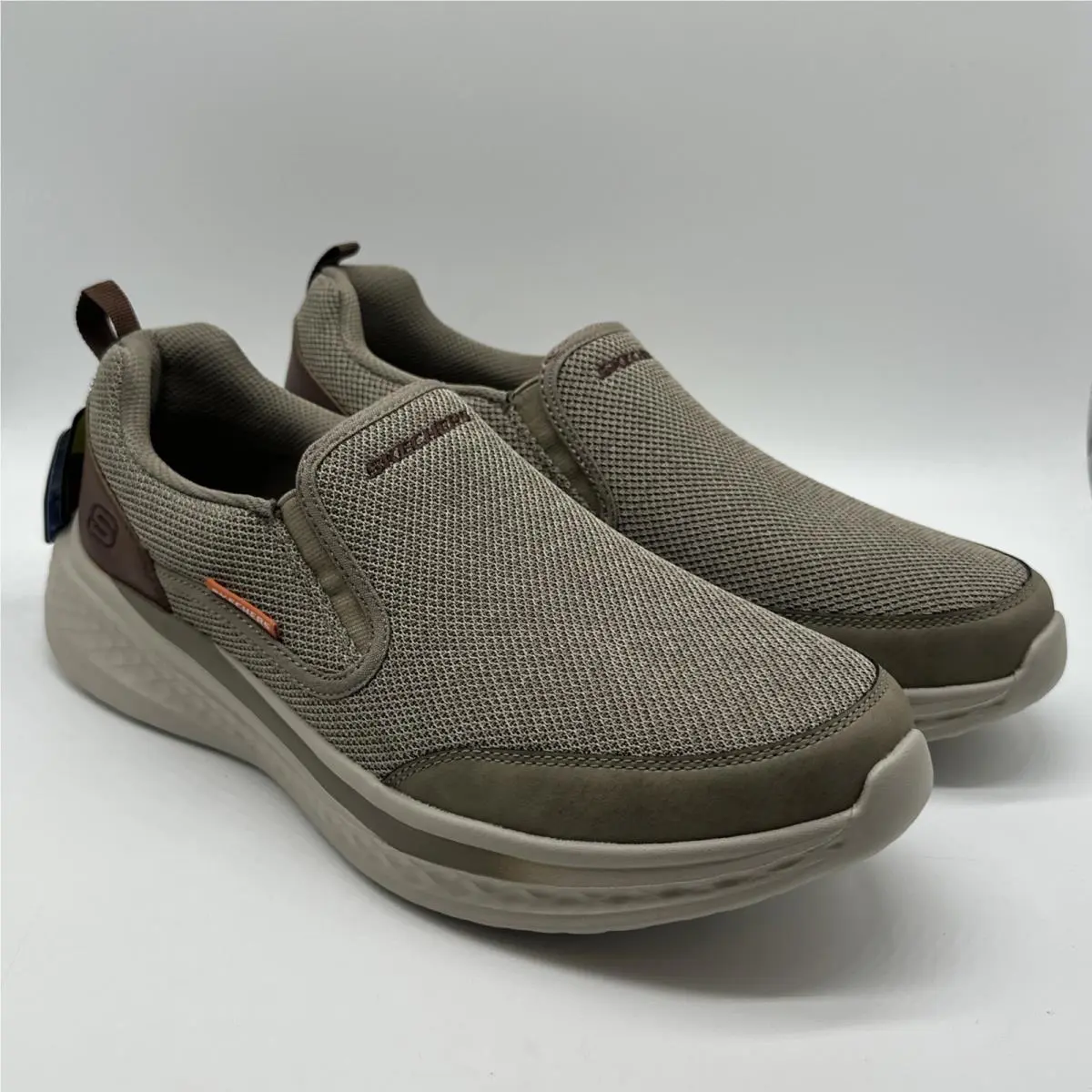 Men`s Skechers Loafer Shoes Size 11.5 Khaki Brown Relaxed Fit Slade Lucan