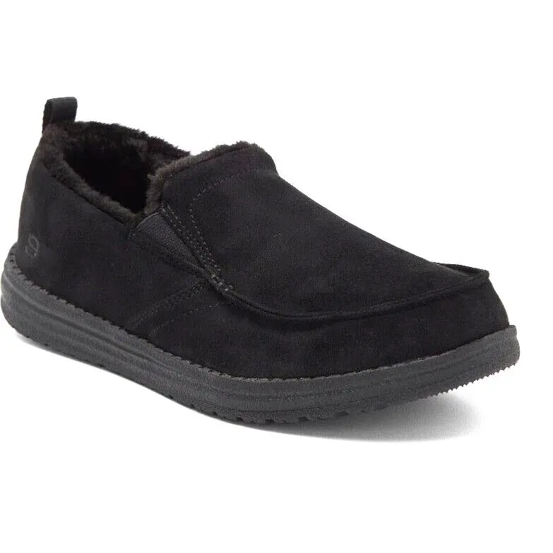 Skechers Black Melson Willmore Foux Shearling Chukka Men`s Shoes Size US 12