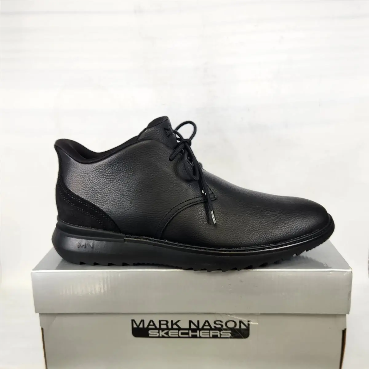10.5 Men - Skechers Mako Oaks Marc Nason - Black Leather - Hands Free Slip On