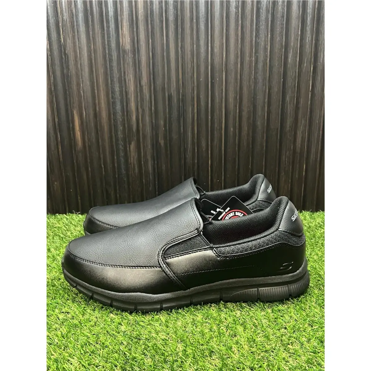 Size 12 - Skechers Men`s Nampa Groton Memory Foam Slip On Resistant Work Shoes