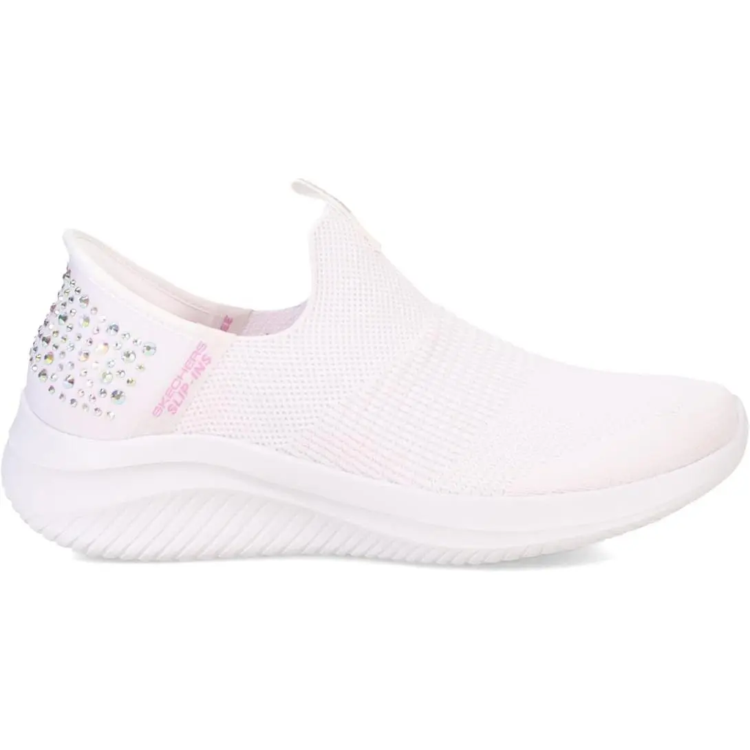 Skechers Hands Free Slip-ins Ultra Flex 3.0 Sparkled Stones White Size 8
