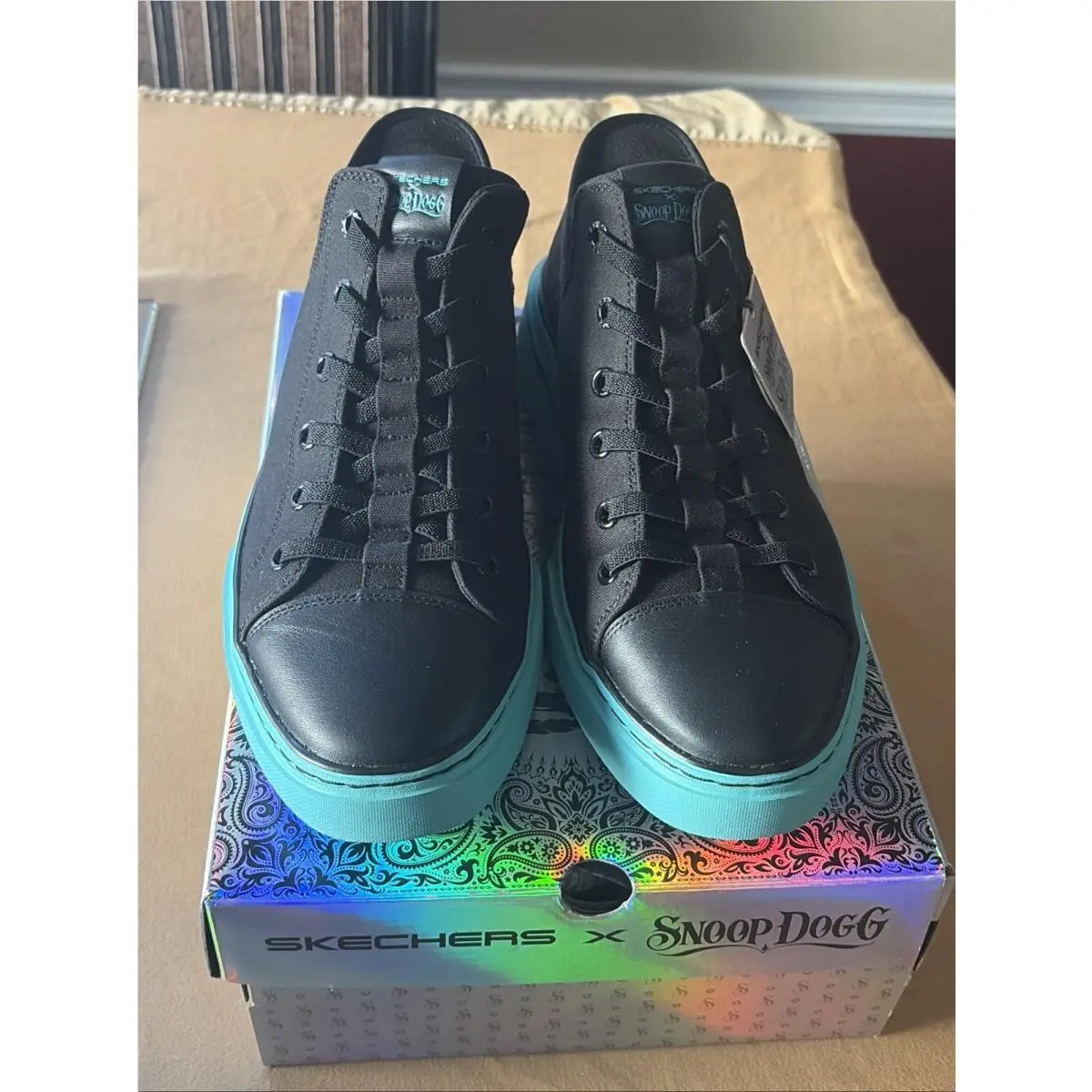 Skechers Men`s 251032 Snoop One-og Tela Black Aqua Slip-ins Shoes Sz 11.5