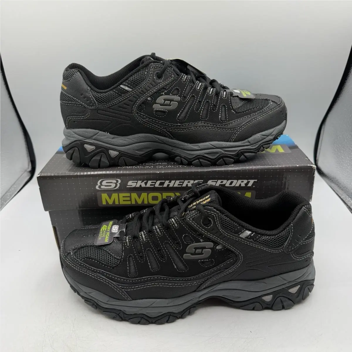 Skechers Afterburn M Fit Shoes Mens Sz 8.5 4E Extra Wide Black/charcoal Sneakers