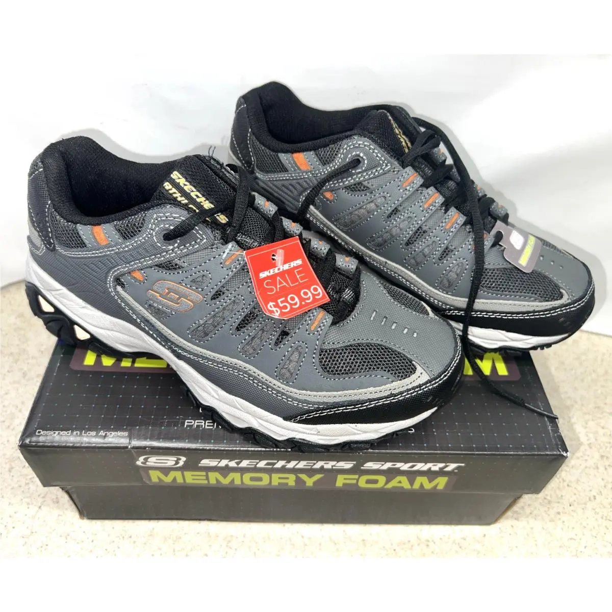 Skechers Men`s Afterburn M. Fit Fashion Sneakers Sz 7.5 Charcoal/gray