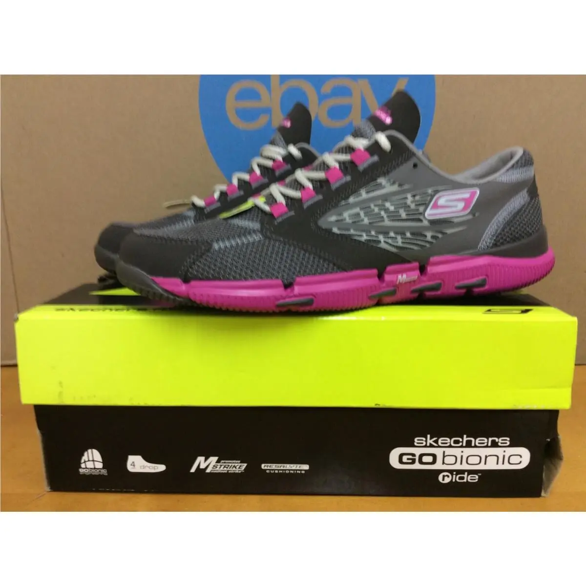 2012 Skechers Go Bionic Ride Womens Running Shoes Size 5.5 Char Hot Pink E3