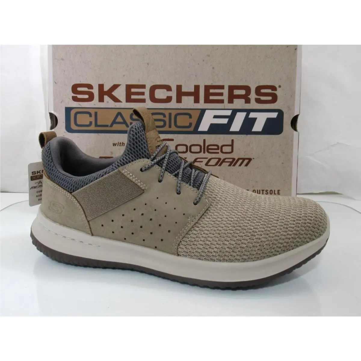 Men`s Skechers Classic Fit Delson Camben Slip On Shoes Sneakers Taupe Size 11