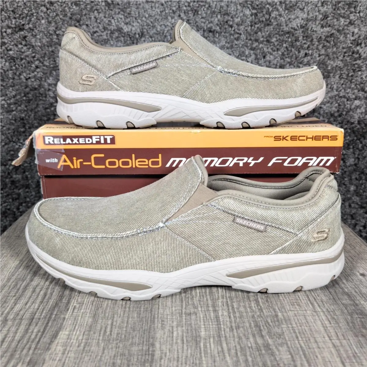Skechers Creston Moseco Slip-on Shoes Men`s 13 Taupe Relaxed Fir Sneaker