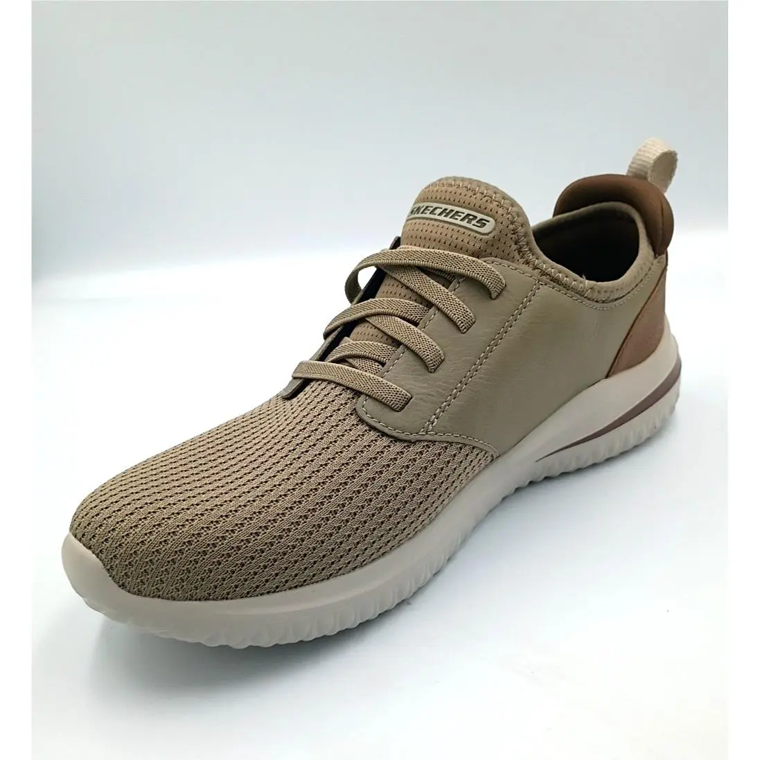 Skechers Delson Memory Foam Lite-weight Shoes 16999 Taupe Men`s Size 9