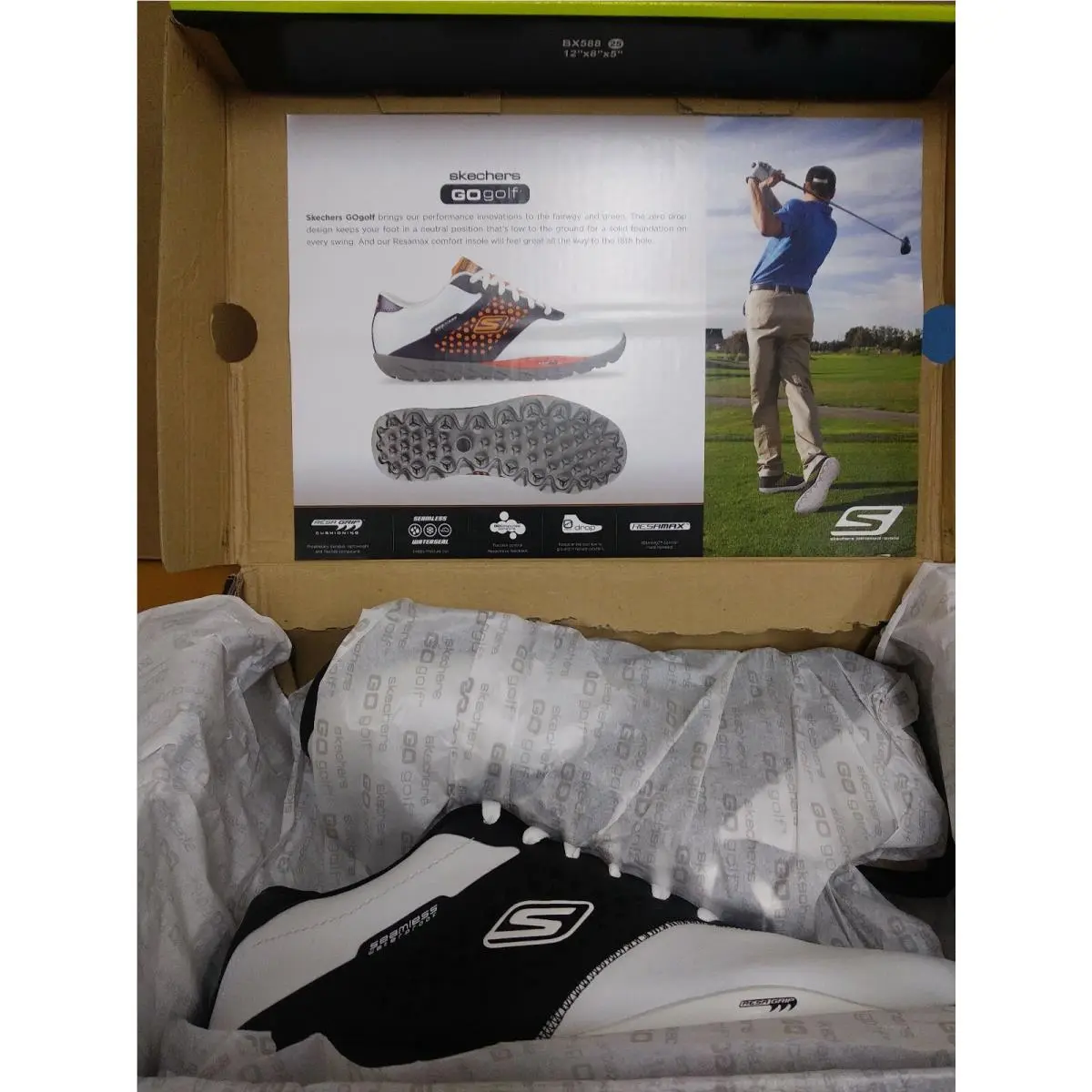 2013 Rare Skechers Go Golf Men`s Shoes Size 7.5 White Black E8