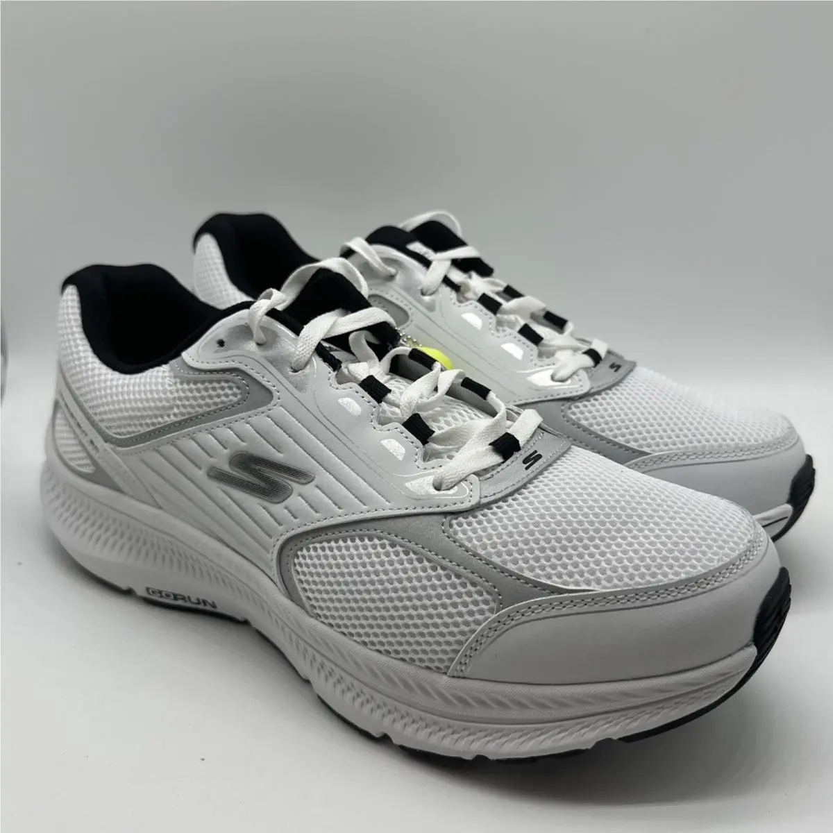 Skechers Go Run Consistent 2.0 Shoes Men`s Size 12 White Silver Lace Up 220868