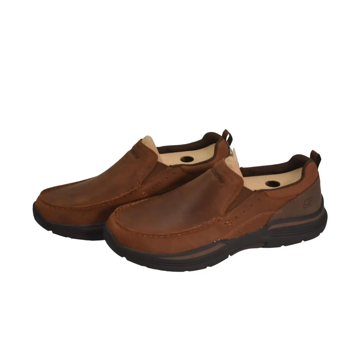 Skechers Expended-seveno Shoes Mens Size 11.5 Brown Leather Slip On Casual