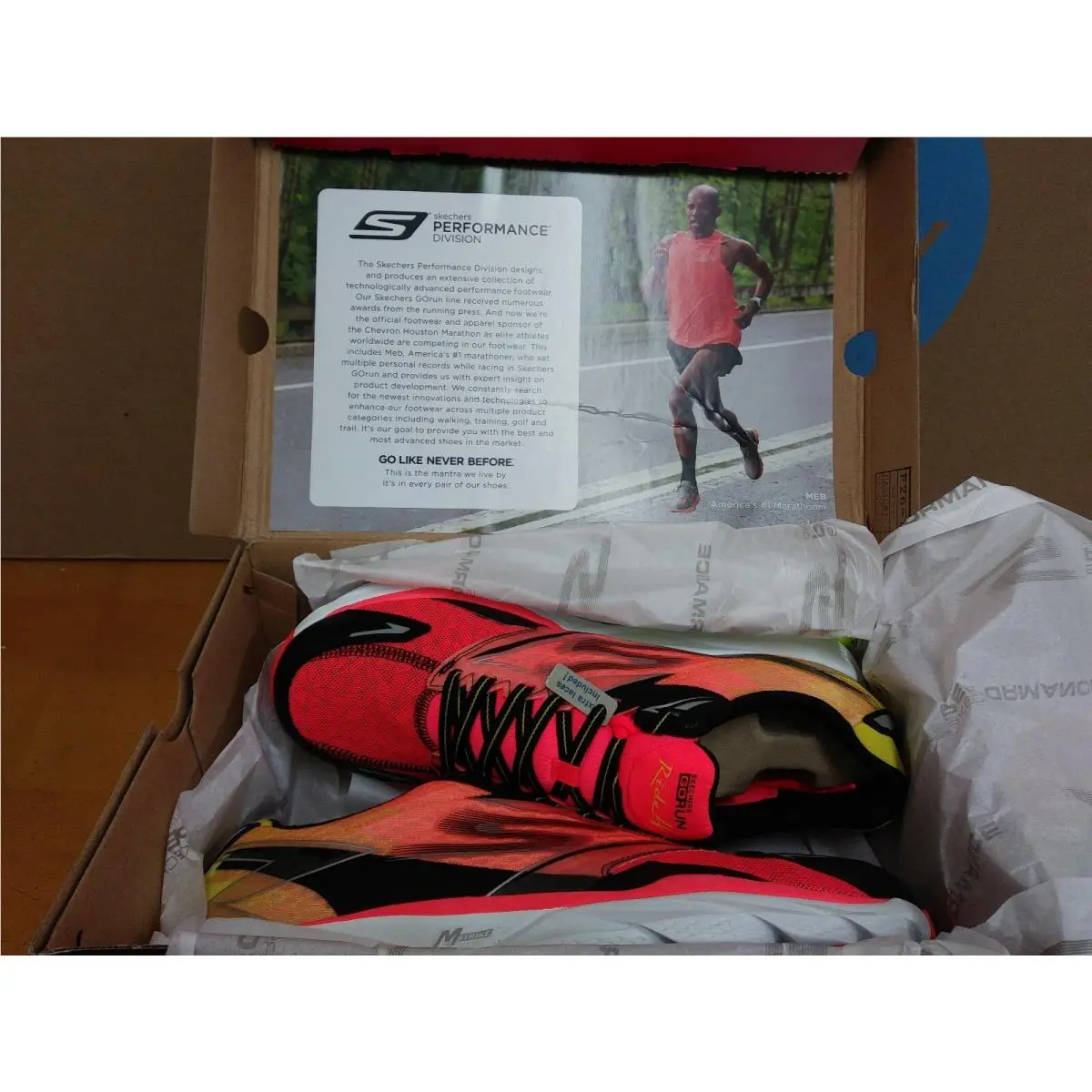 2014 Skechers Go Run Ride 4 Men`s Running Shoes Size 7 Orange Black E6
