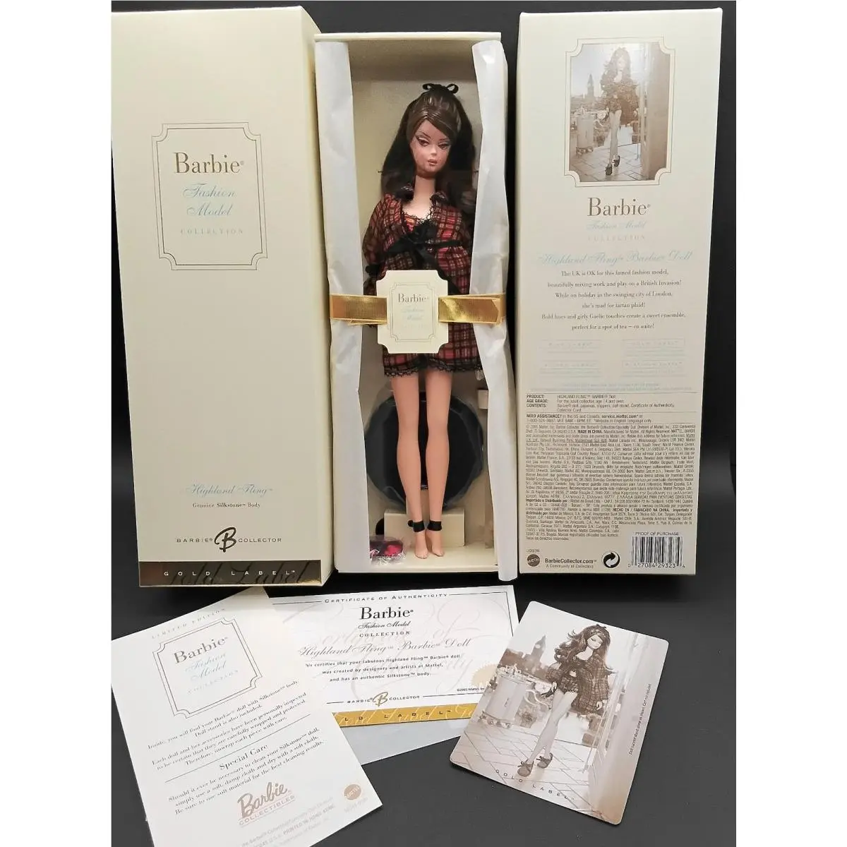 Gold Label 2005 Silkstone Barbie Doll Highland Fling Mattel Nrfb J9039