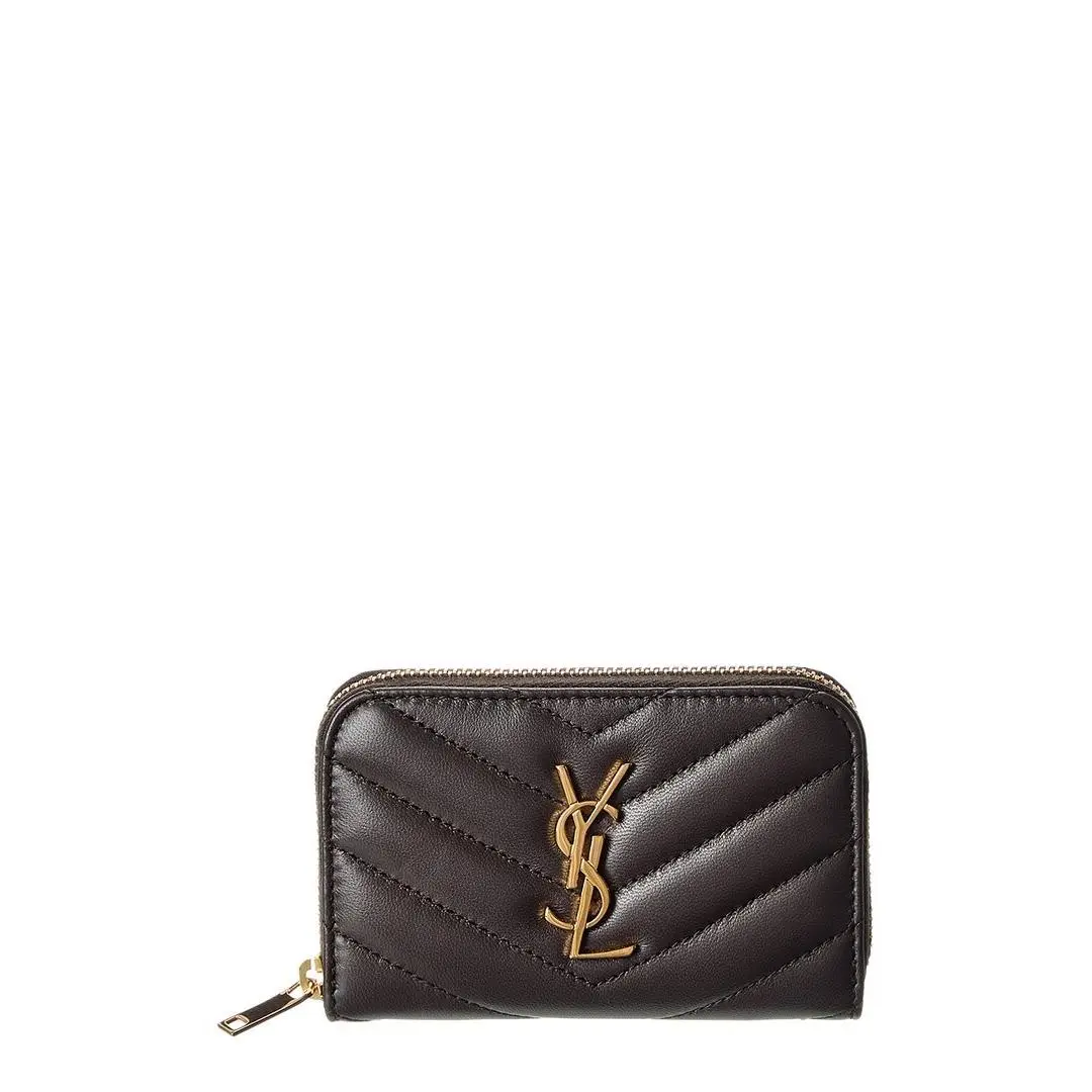 Saint Laurent Cassandre Leather Coin Purse Women`s Brown