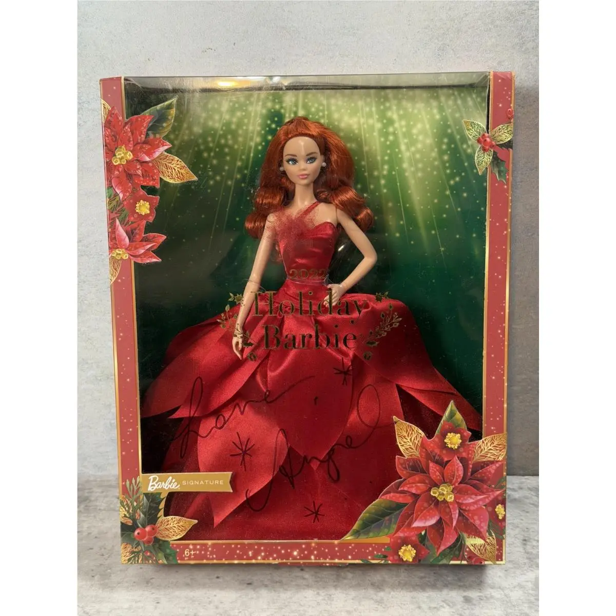 2022 Holiday Barbie Signature Doll Red Ginger Hair Signed Angel Kent Designer