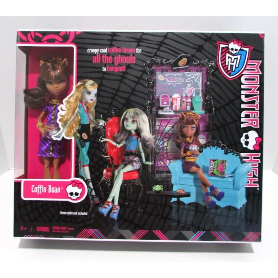 Monster High Doll Clawdeen Wolf Coffin Bean Coffee House Playset