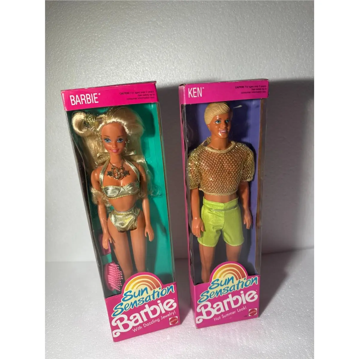 Vintage 1991 Sun Sensation Barbie Ken Dolls Set Mattel Nrfb