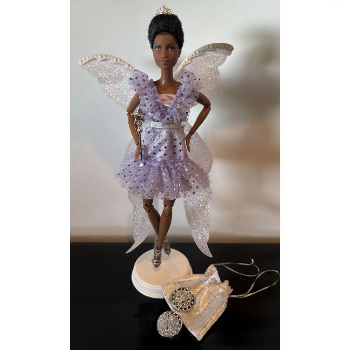 Mattel Barbie Doll Made To Move African-american Tooth Fairy W/stand Ooak ￼