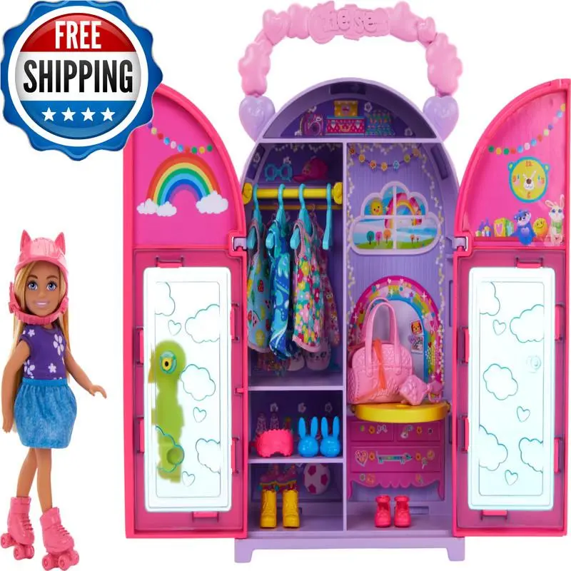 Barbie Chelsea Doll Closet Toy Playset 15 Pieces Clothes Accessories Included