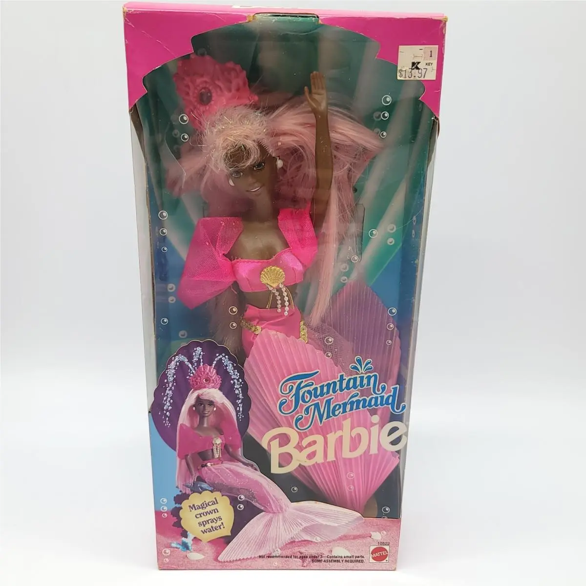 Fountain Mermaid Barbie Mattel 10522 Rare AA w Long Pink Hair Nrfb