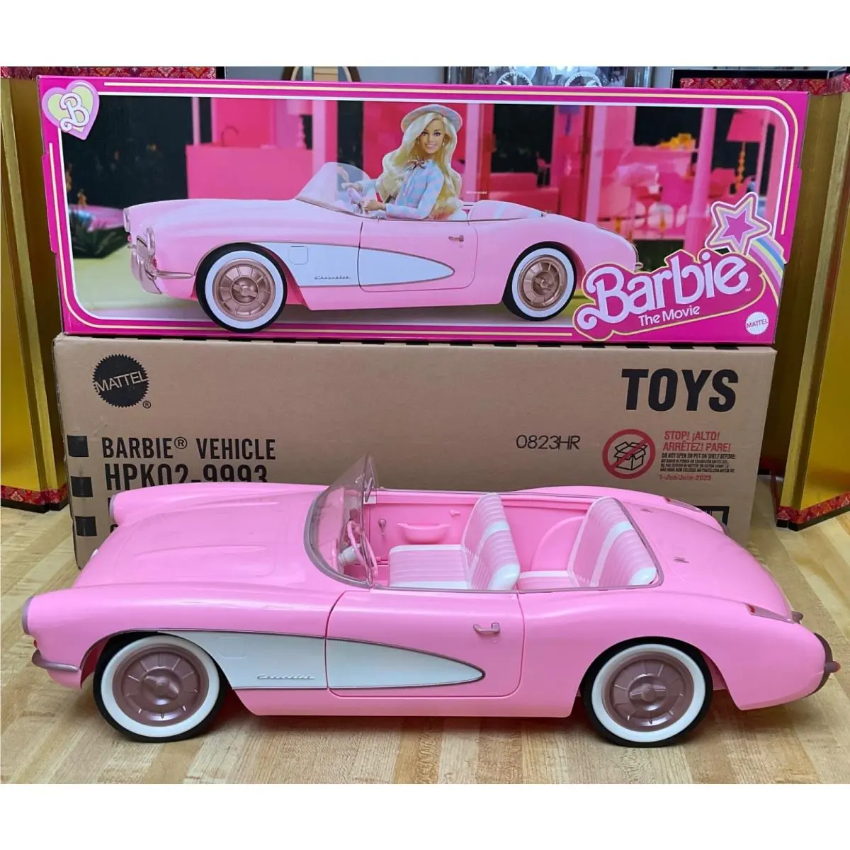 Barbie The Movie Pink Corvette Barbie Doll Car 2023 Mattel HPK02