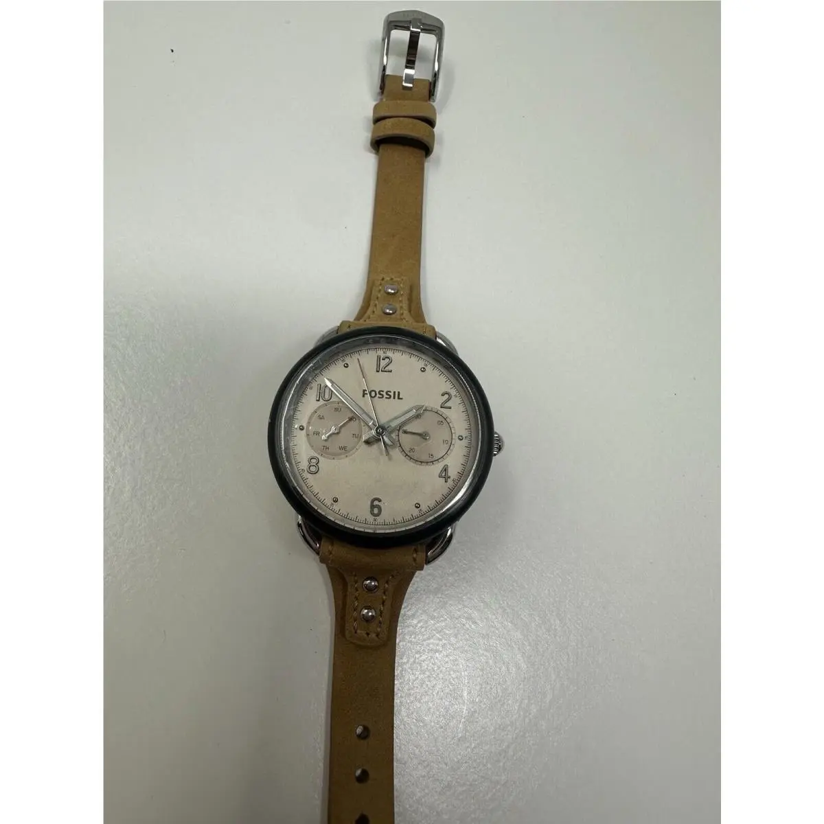 Fossil Tailor Beige/leather Ø35 mm Leather Band Watch ES4175