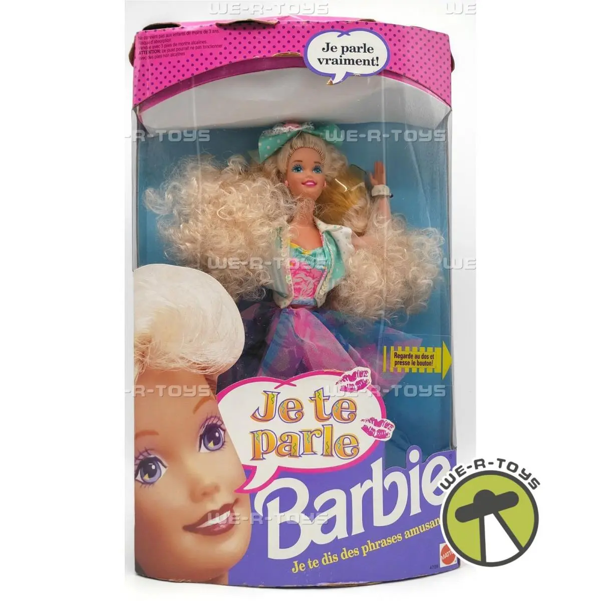 Teen Talk Barbie Doll French Version Curly Blonde Hair 1991 Mattel 4709