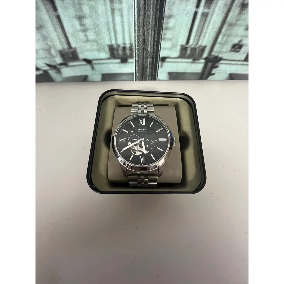 Fossil ME3107 Townsman Black Dial Silver Steel Strap Watch