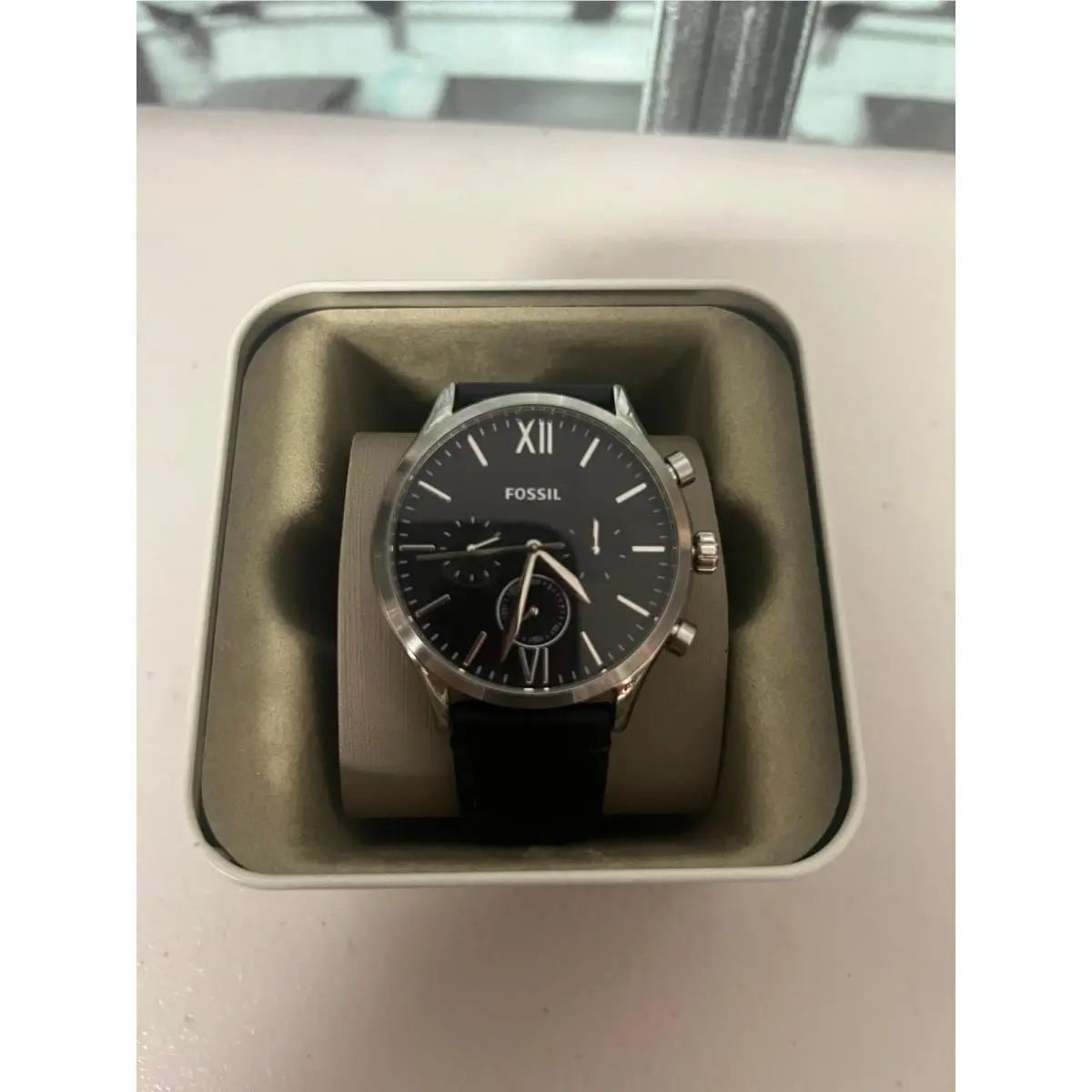 Fossil BQ2406IE Black Leather Analog Quartz Watch