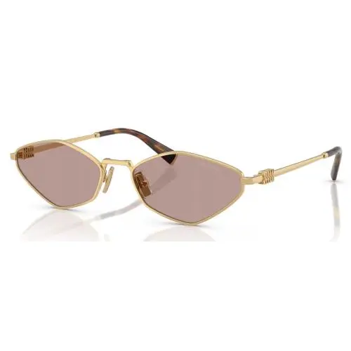 Miu Miu MU56ZS 5AK20I Oval Sunglasses 56mm Gold / Light Purple Brown Lens