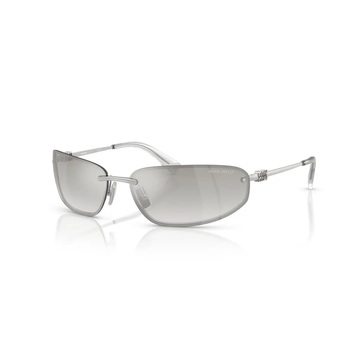 Miu Miu MU A50S 1BC8H1 Oval Sunglasses Silver / Clear Silver Gradient Lens