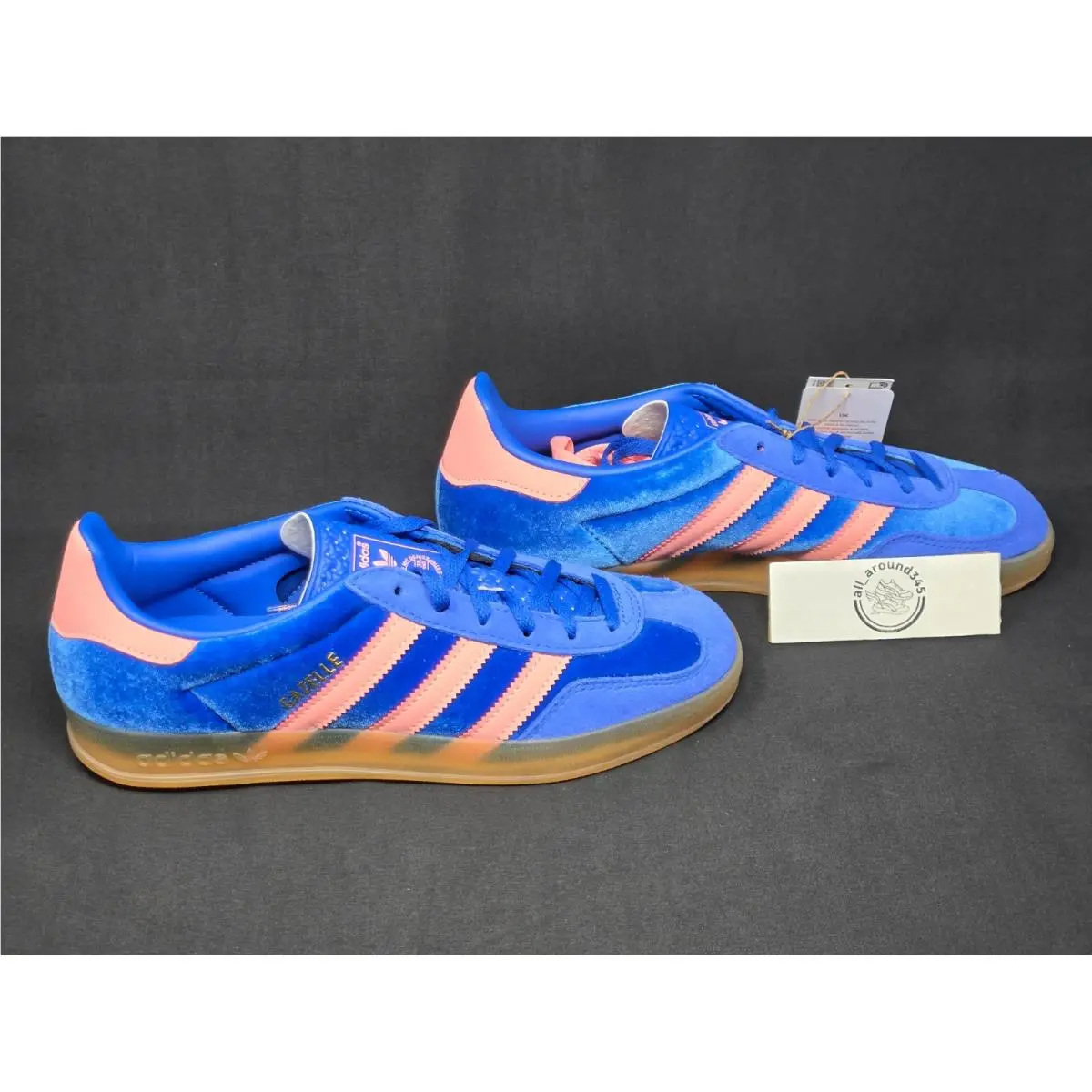 Adidas Originals Gazelle Indoor Women`s Size 8 Blue Pink Velvet Gum IG6785 Nby