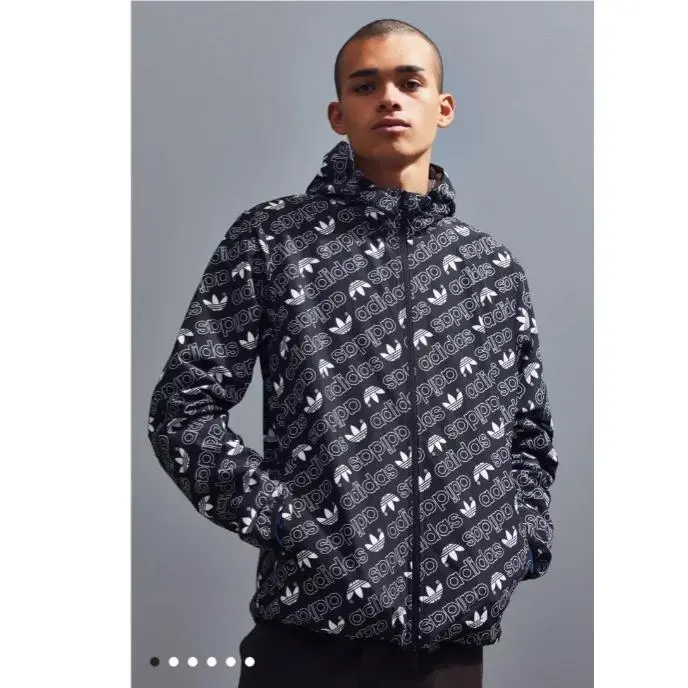 Originals Navy Monogram Windbreaker Jacket Men`s Size L by Adidas