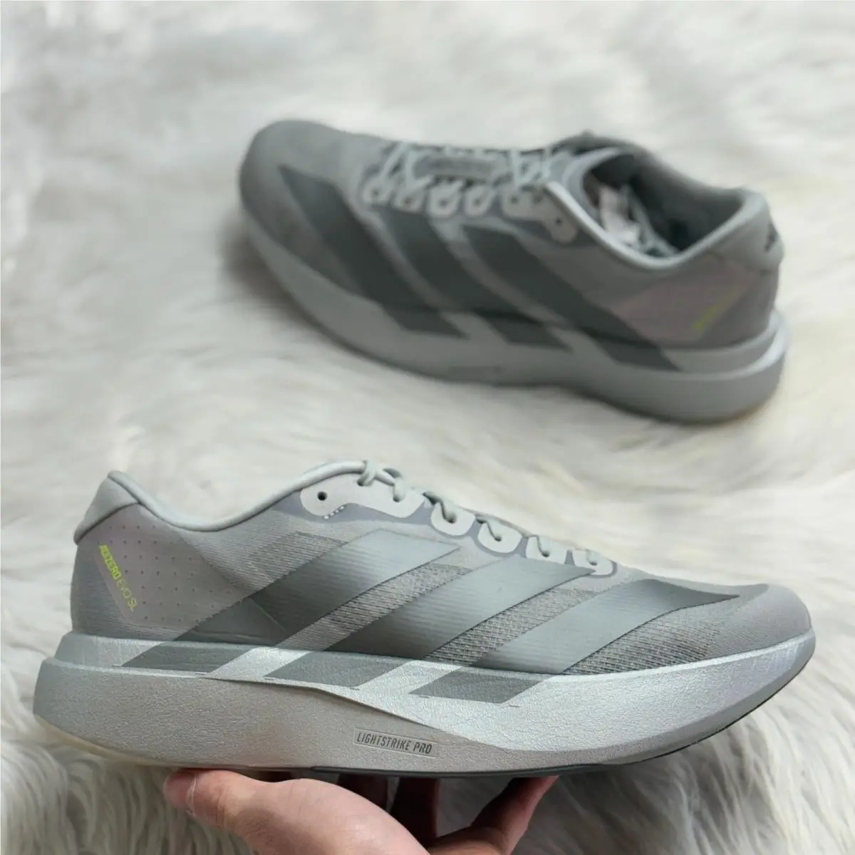 Adidas Adizero Evo SL Silver Metallic Mens Running JR3419 Sz 11.5