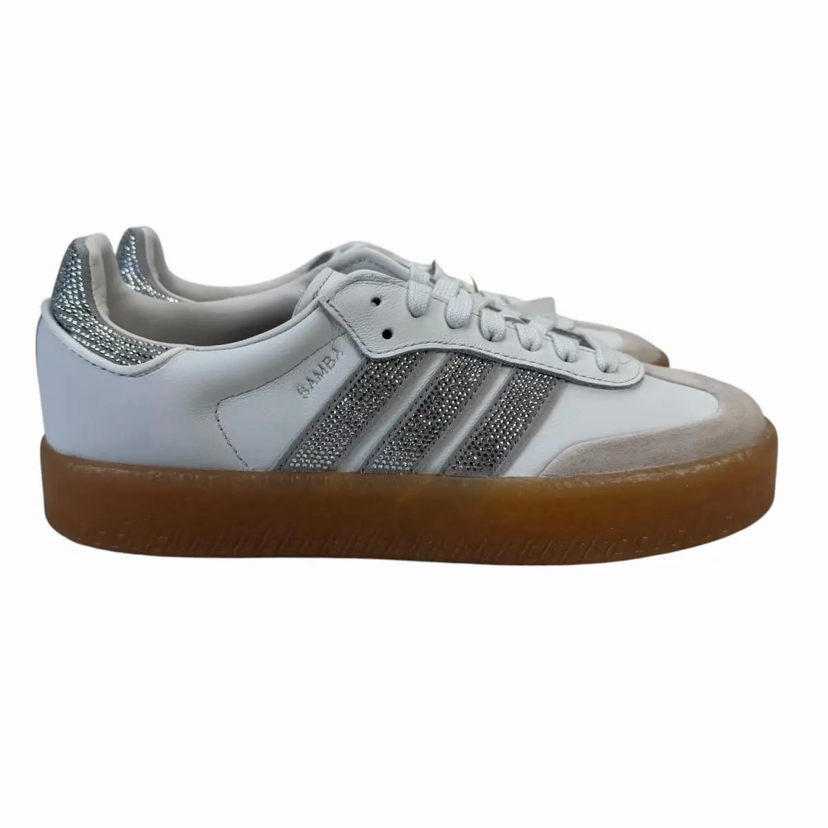 Adidas Originals Sambae Crystal White Silver Gum Shoes IH4046 Women`s Sz 5.5-11