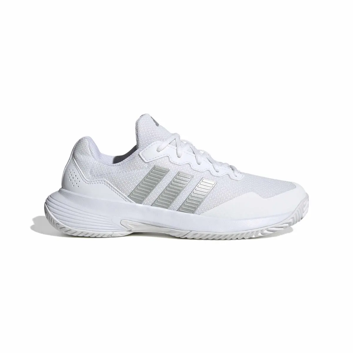 Adidas Women`s Gamecourt 2 Tennis Shoes – All-surface Lateral Stability - Cloud White-Silver Metallic