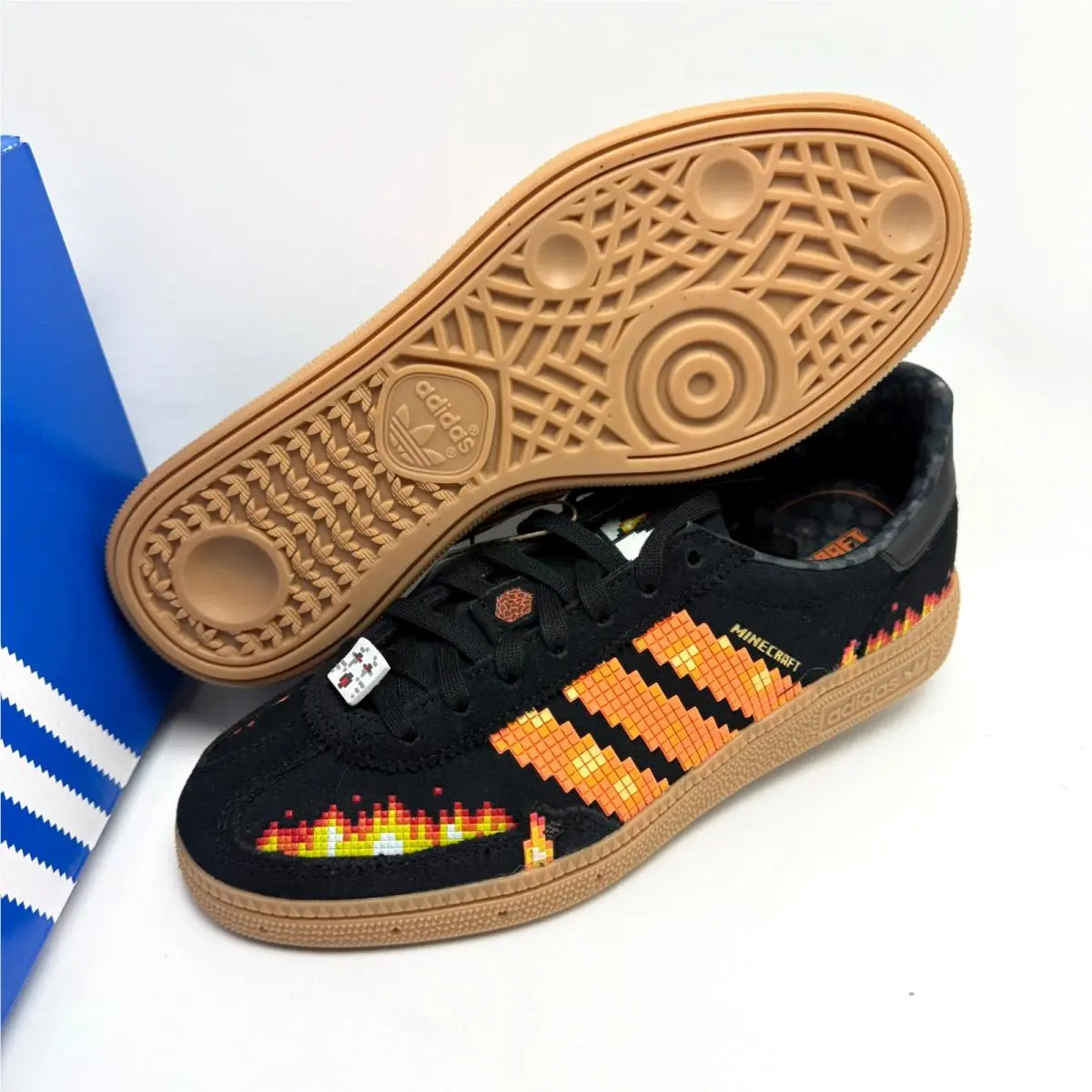 Adidas shoes - Adidas Handball Spezial Minecraft Black Pure Orange (GS) - IH1737 - Core Black/Pure Orange/Cloud White 5