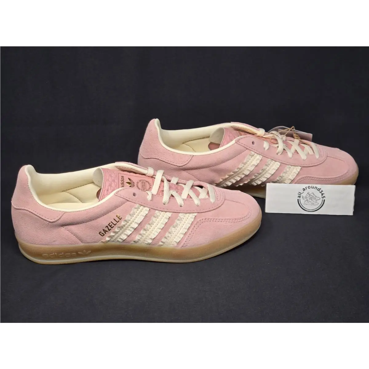 Adidas Gazelle Indoor Womens Size 7 Wonder Pink Cream Lace Shoes JS1413 Nby