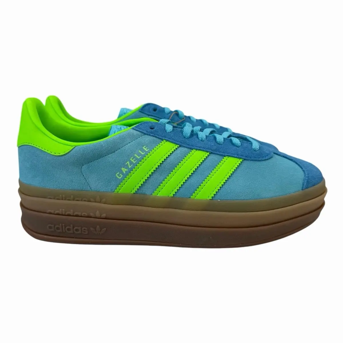 Adidas Originals Gazelle Bold Blue Glow Solar Green Shoes JS3896 Women`s Sz 8-9 - Blue