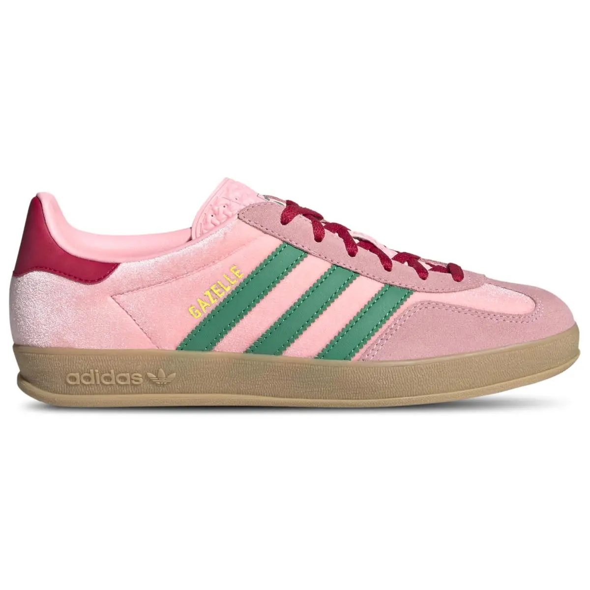 JI2713 Womens Adidas Originals Gazelle Indoor `pink Velvet` - Gn/Pk/Gu
