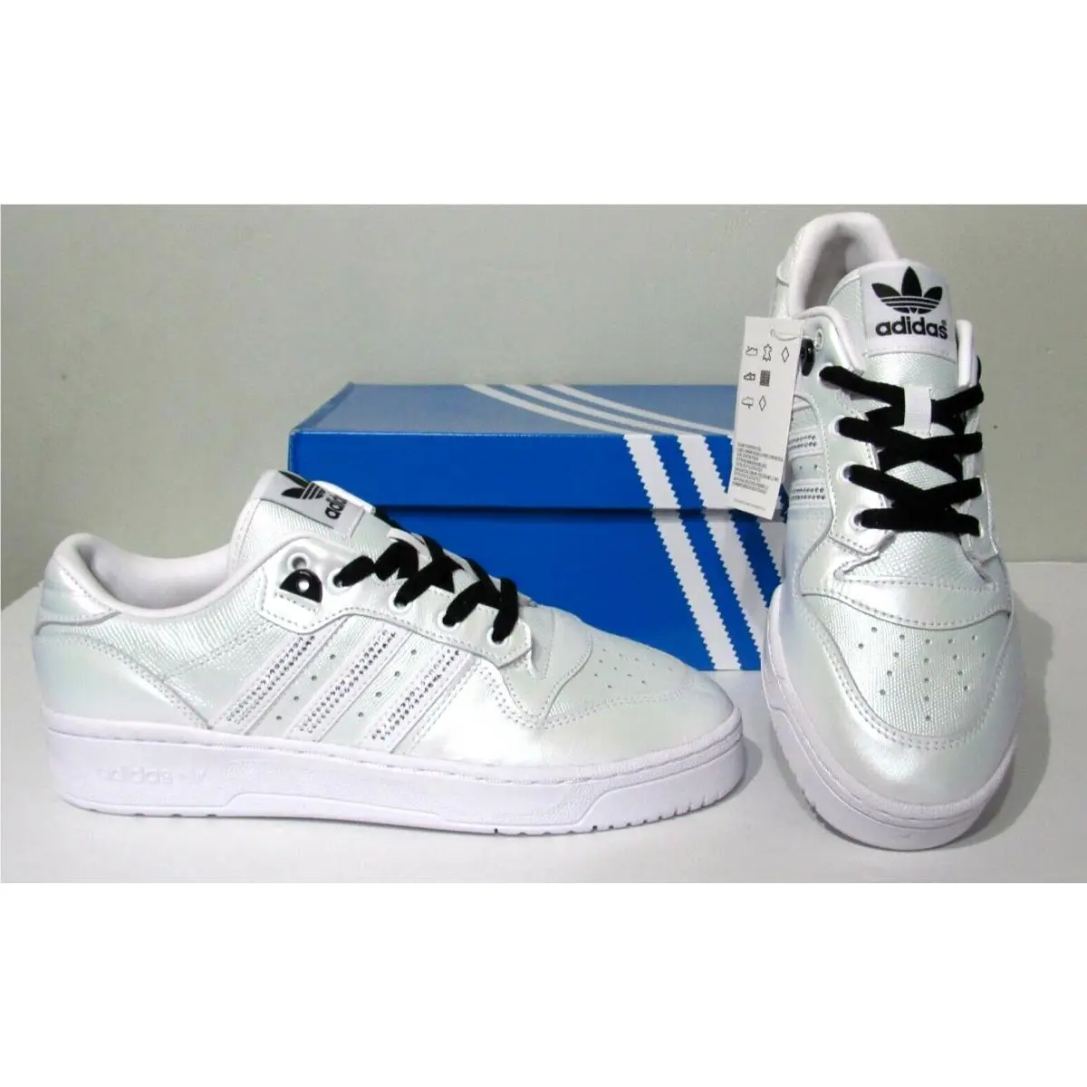 Adidas Rivalry Low Sneakers White Leather Rhinestone 3-S Women`s 8 9