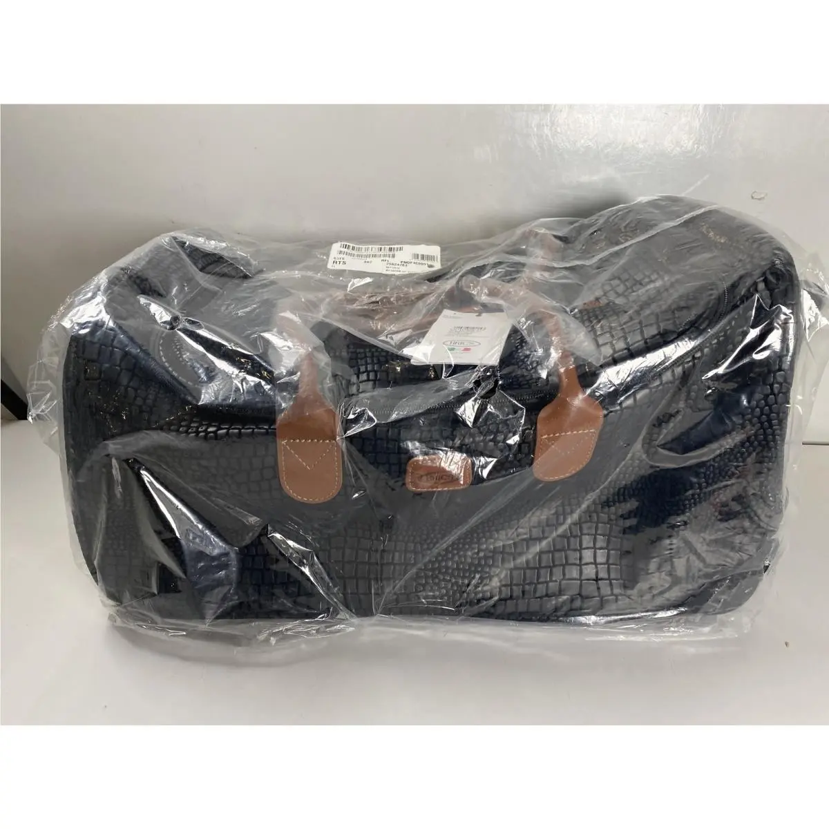Brics Mysafari 21 Rolling Crocodile Print Duffle Bag in Black/cognac