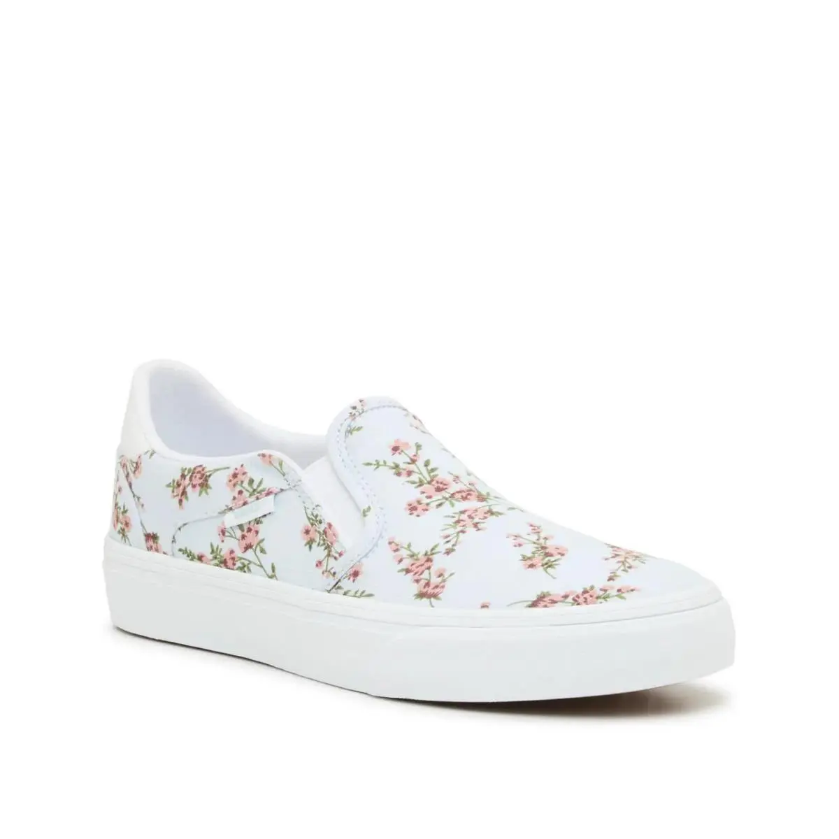 Woman`s Fashion Sneakers Vans Asher Deluxe Slip - Light Blue Floral Print