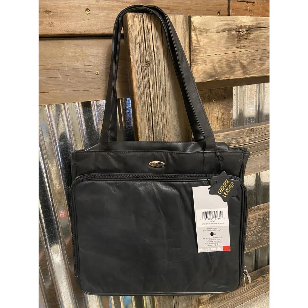 Leather Organizer Luggage Bag Briefcase Black Business Travel by Pierre Cardin